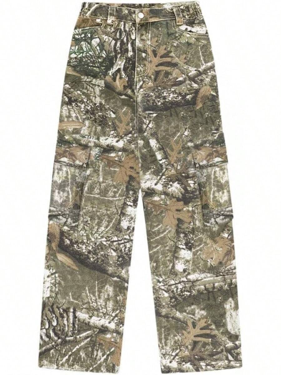 LaurelTree Camo Cargo Pants Straight Wide Leg Trousers Jeans Joggers Sweatpantshalloween
