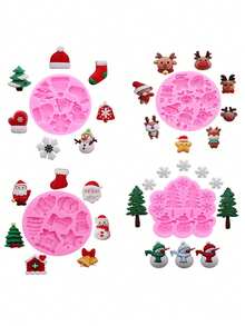 1 molde de silicone líquido rosa, molde de decoração de Natal para árvore de Natal, rena, doces, chocolate, boneco de neve, chapéu de Papai Noel, floco de neve, topo de bolo de Natal, suprimentos de artesanato de resina, molde de creme de Natal, decorações de Natal, pijamas de Natal, presentes de Natal, decoração de Natal - Rosa - Ver 13