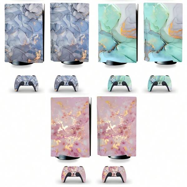 1 paquete de pegatinas protectoras para consola y mando de PS 5 - Pegatinas de vinilo protectoras duraderas, con protección antihuellas, fáciles de instalar, sin dejar pegamento