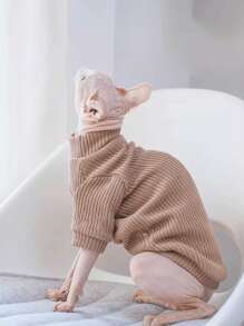 Hairless Cat Autumn/Winter Clothes, Sphynx Devon Elastic Fashion Moisture-Proof Warm Soft Sweater, Suitable For Medium & Small Cats, Machine Washable