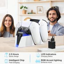 HONCAM Charger For PS Handle Controller, Charging Station Dock For PS DualSense Slim PRO Controller With LED Indicator5