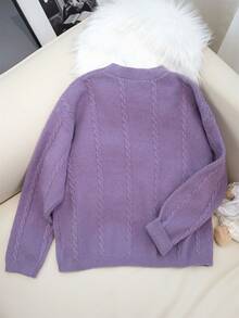 Women's Twisted Cable Knit 3D Flower Decora Going Out Tops, Fashionable Casual, Warm And Cozy, For Daily, Commuting, Home, Autumn Winter, Long Sleeve Tops,Vintage