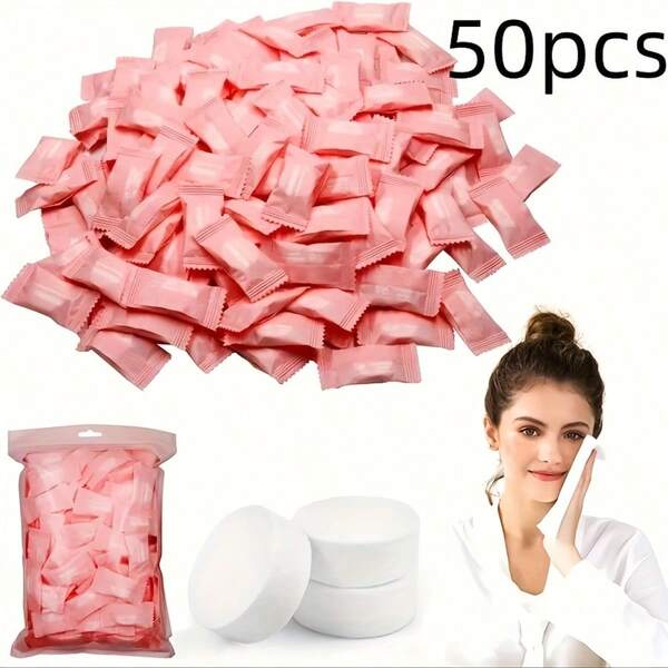 50pcs Portable Absorbent Disposable Compressed Towels - Lightweight, Suitable For Outdoor Travel And Camping