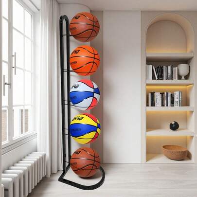 Half-Round Basketball Storage Rack Indoor Organizer For Football And Volleyball Equipment, Multifunction Kids Sports Ball Display Shelf, Space-Saving Indoor Ball Rack For Gym, School, Playroom, Lounge, And Dorm, Ideal For Basketballs, Footballs, Volleyballs, Soccer, Beach Balls, And Toy Balls, Easy Access, Durable, Portable, Fits Neatly Into Entryways, Closets, And Storage Corners, Makes Quick Pick-Ups For Practice, Training, And Casual Play, Keeps A Tidy Sport Corner In Living Rooms, Bedrooms, And Classrooms