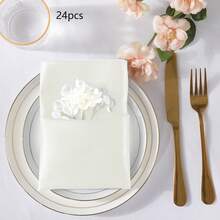 8/24pcs Square Satin Dinner Napkins, Silky Soft Smooth Decorative Napkins, Suitable For Restaurant, Wedding, Party, Home, Celebration, Christmas, Thanksgiving, Halloween Decor - Multicolor - View 22
