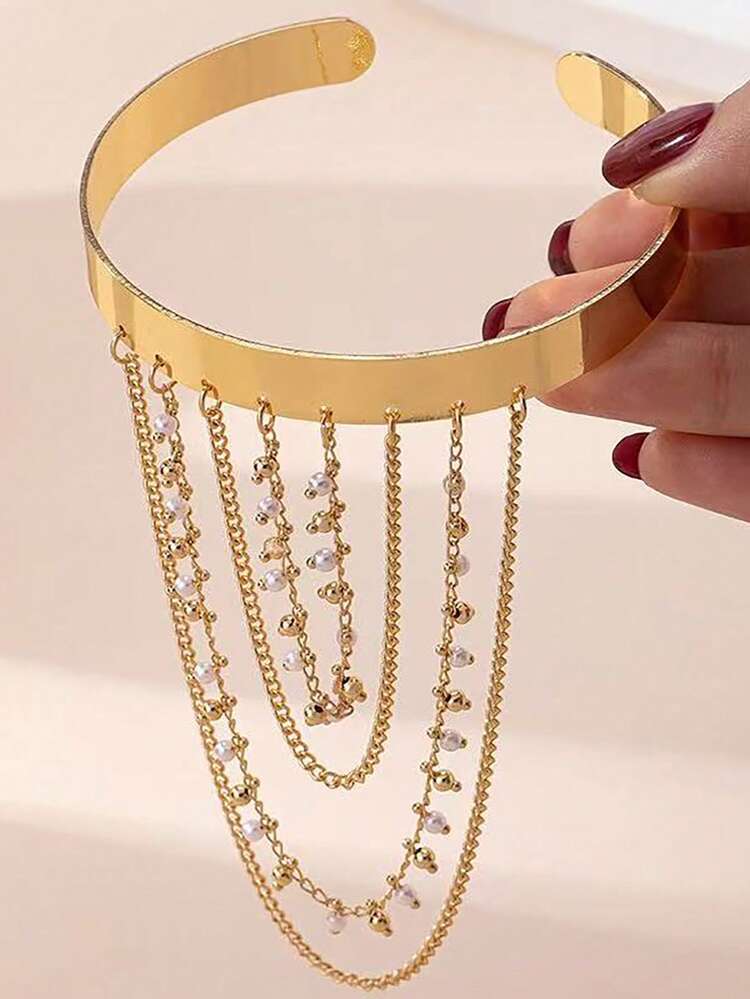 1 Peça Bracelete com Borla de Corrente Metálica para Mulheres, Ajustável, Sexy, Adequado para Uso Diário, Férias, Festa - Multicolorido - Visão 10