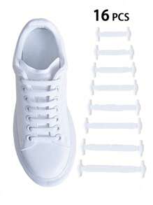 16 Pieces/Set Of Silicone Shoelaces, Elastic Shoelaces Suitable For Sports Shoes, Casual Shoes, And Athletic Shoes, Easy And Convenient For Daily Wear In Summer