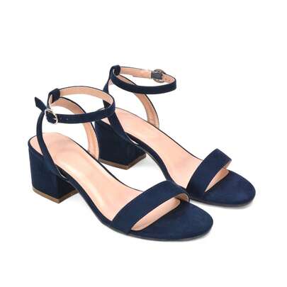 XY LONDON Gemma Low Block Heel Open Toe Strappy Sandal Shoes With Round Buckle Fastening For Spring Summer