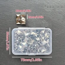 100/320pcs 10mm Square Pyramid Silver Punk Rock Jewelry Craft 4-Prong Metal Studs, Suitable For DIY Leather Rivet Nails, Bags, Clothes, Shoes Metal Square Rivets