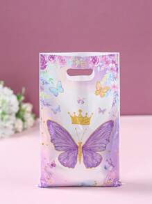 50个紫色蝴蝶手提包礼品袋，蝴蝶生日派对礼品包装袋，婚礼派对包装袋，生日礼品袋，派对袋，生日礼品包装用品，生日派对用品，生日装饰，生日礼品填充袋，塑料袋，一周岁生日派对用品，派对礼物，生日快乐，女孩生日，蝴蝶装饰，婴儿派对装饰