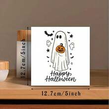 Letrero decorativo de fantasmas blancos de Halloween - Decoración de escritorio de oficina linda, decoración de habitación bohemia, decoración de pared de estilo granja para suministros de fiesta de Halloween
