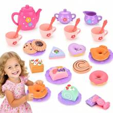 Children's Tea Party Set 27 Pcs Kitchen Role Play Pretend Teapot Teacup Dessert Cake Toy Girl Christmas Gift