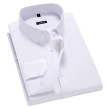 Men's Long Sleeve Dress Shirt, Good Quality, Slim Fit, Microelasticity - White - View 1