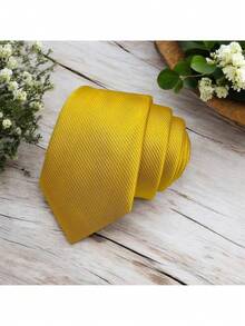 DOZE GOLDEN Men's Ties Slim Tie STRIPED TWILL FABRIC Casual, Perfect For Friends As A Gift Wedding Daily Use - 金色 - 查看 4