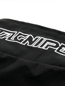 Men's Casual Letter Printed Long Sleeve Jacket, Spring & Fall Going Out Street Wear Racing Jacket Black Biker Jacket, Long Sleeve Going Out Designer Bomber Jacket, Streetwear Edition, For Friends, Husband, Boyfriend Gifts,