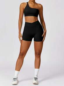 MASKERT Women's Fitness Shorts, Yoga Pants, Running Sports Pants, High Stretch Sports Pants - 黑色 - 查看 5