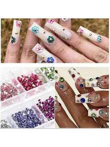 Conjunto de strass de cristal superbrilhante, tecido, arte de unhas e decoração de fantasias - joias de resina de alta reflexão, perfeito para designers de moda, cosplayers e estilistas de noivas, ótimo para presentes de Natal e Halloween, suprimentos para unhas à prova d'água e hipoalergênicos, pingentes para unhas - Multicolorido - Ver 10