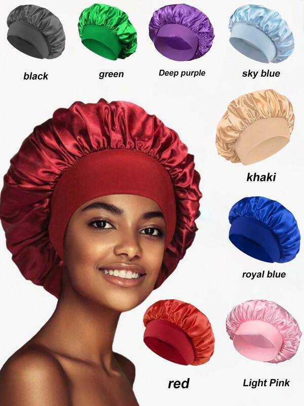 قبعة نوم من الحرير قطعة واحدة، قبعة شعر من الساتان، قبعة نوم من الحرير ذات حزام مطاطي ناعم، شريط رأس من الحرير للشعر المجعد للنساء، قبعة نوم من الساتان الحريري ذات حافة عريضة مرنة، قبعة نوم عصرية مريحة وقابلة للتنفس، أسلوب يومي لرعاية الشعر، عودة إلى المدرسة
