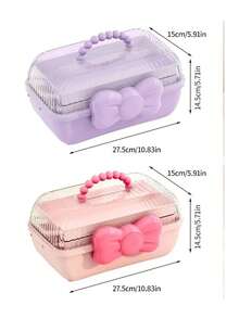 1 pieza Organizador de accesorios para el cabello: Caja de almacenamiento de 3 niveles con divisores, cierre con forma de lazo y asa de transporte | Gran capacidad | Almacenamiento duradero rosa o morado para horquillas, tarjetas de goma, pegatinas y manualidades | Regalo perfecto para niñas.