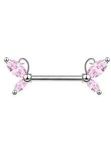 1pc Fashionable Minimalist Butterfly Shaped Nipple Ring With Zirconia Stones, Multi-Color Sexy Body Piercing Jewelry For Women