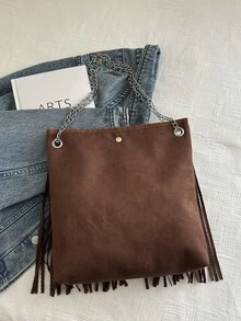 大容量时尚简约优雅单肩包，新款韩版腋下托特包女 - 咖啡 - 查看 10