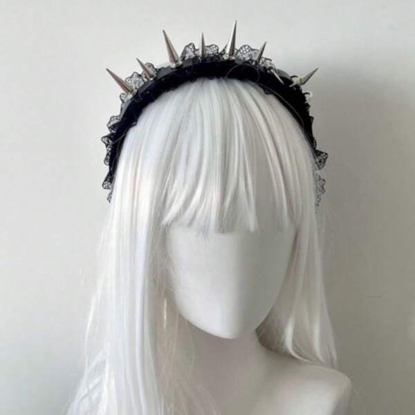 Fall Winter Accessories Punk Spike Lace Headband, Personalized Subculture, Rivet Headband, Y2K Millennium Sweet Cool Dark Gothic Style Hair Accessory Hair Accessories Sports Hair Bands Women Turban Running Hair Wrap Cycling Sweatband