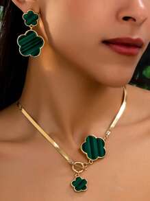 3 pezzi/Set Elegante Collana Pendente e Set di Orecchini con Fiori, Adatto Per Uso Quotidiano, Raduni, Feste, Vacanze e Viaggi delle Donne, Ottimo Regalo Per La Moglie