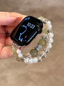 1 件女式猫眼石弹性表带手链，适用于 38/40/41/44/45/49/42/46 毫米系列 11/SE3/Ultra3/Ultra/SE/SE2/10/9/8/7/6/5/4/3/2/1