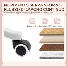 HOMCOM Sedia da Scrivania a Orecchie di Coniglio con 5 Rotelle e Altezza Regolabile, Sedia Moderna in Pile Teddy, Schiuma, Plastica e Legno, 53x53x70-84 cm, Rosa - Rosa Rossa - Visualizzare 5
