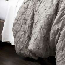 LUSH DECOR Ravello Pintuck Comforter Wheat 5Pc Set King Halloween-Fall Decor-Room Decor - Gray - 查看 4