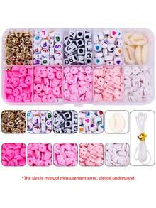 Soft Clay Letter Bead DIY Bracelet Stringing Bead Material, Multi-Size Set For Necklace Bracelet Jewelry Making Craft, Gift For Family Friends Classmates, Holiday Gift