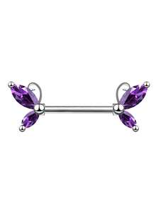 1pc Fashionable Minimalist Butterfly Shaped Nipple Ring With Zirconia Stones, Multi-Color Sexy Body Piercing Jewelry For Women