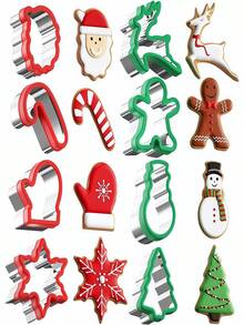 1pc Stainless Steel Sandwich Mold Christmas Series Baking Tool Set For . Selected Stainless Steel Material, Which Is Hard, Drop-Resistant And Not Easy To Deform. The Edges Are Polished Smooth To Prevent Hand Injuries; It Includes Classic Christmas-Shaped Molds Such As Christmas Trees, Snowmen, And Bells. It Can Not Only Press Out Regular Sandwiches, But Also Be Used To Make And Rice Balls; Halloween, Christmas, Thanksgiving,