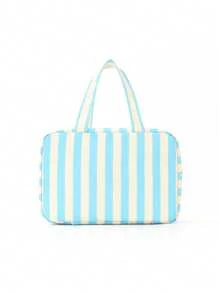 1 Piece Solid Color Striped Large Capacity Multifunctional Toiletry Bag Portable Hook Cosmetic Bag Travel Cosmetic Storage Bag Foldable Storage Makeup Tools Simple Style Cosmetic Bag Suitable For College Dormitories, Vacations, Back To School, Bathrooms, Men And Women Holiday Gifts Travel Essentials Bag For School Supplies Wash Bag Waterproof Toiletry Bag Makeup Bag Cruise Essentials Toiletry Bag For Women For Travel For Bathroom For Women
