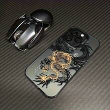 A Stylish Golden And Black Dragon-Patterned Laser Phone Case Suitable for Iphone 16, 15, 14, 13, 12, 11, XS, XR, X, 7, 8, 12/13 Mini Plus Pro Max SE Series, Perfect for Christmas, Easter, April Fool'S Day, Birthdays, Valentine'S Day,