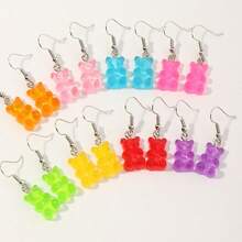 16 Pieces Rainbow Bear Resin Color Mixing Sweet Fun Summer Girly Girl Girlfriends Vacation Leisure Beach Travel Fashion Women Earrings Set Party Favors,Halloween, The Best Choice For Christmas Party Gifts - 彩虹小熊樹脂耳飾套裝 - 查看 8