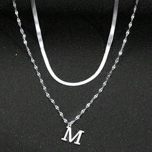 Set Of 2 Elegant Necklaces For Women With A-Z Letter Pendants, Plated In 925 Silver Or 18K Gold - 銀色 - 查看 2