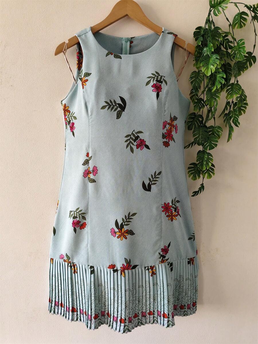 Plain  Dress With Fake - Baby Blue - View 1