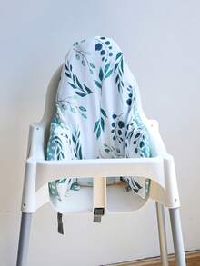 Almofada para encosto de cadeira alta de bebê, 1 peça, estampa de cavalo e girafa de madeira, design de espessura ajustável, assento confortável, instalação portátil, serve para várias cadeiras altas, adequada para a hora das refeições do bebê