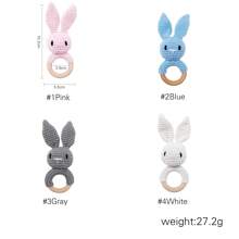 婴儿安抚玩具，彩色钩针兔子摇铃玩具，磨牙棒，钩针玩具，婴儿咀嚼磨牙器，新生儿礼物，万圣节，圣诞节，生日礼物