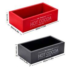 1PC Hot Cocoa Bar Wood Storage Box Christmas Decorations Wooden Organizer Bins Tray Decorative Open Holder Box Decor For Xmas Home Kitchen Office Farmhouse Gift Holiday Party Supplies (Red And Black Available )