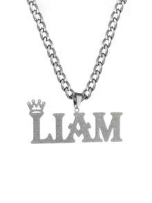 1件定制姓名：双层磨砂项链 - 不锈钢金色嘻哈3D闪亮吊坠，适合男孩、父亲、情侣（父亲节、毕业典礼、母亲节），派对配饰，嘻哈风格，做工精致，情侣首饰，时尚配饰，耐用首饰，时尚首饰，毕业礼物 - 磨砂項鍊 - 查看 15