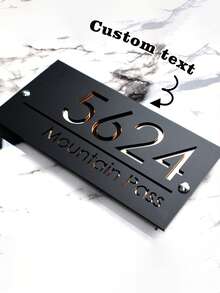 Customized Modern House Number Plate, Laser Cut Acrylic Outdoor Address Plaque, Waterproof And Windproof, Wall Mounted, Home Decor, Unique Housewarming Gift, House Number, Address Plate, Modern House Number Plate, Digits, House Name Plate, Decorative Plaque, Silver House Number Plate, Acrylic House Number Plate - Multicolor - View 2