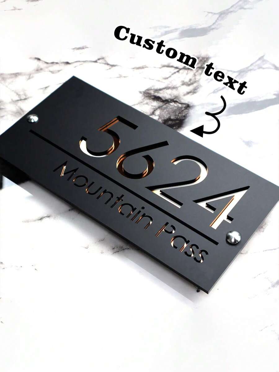 Customized Modern House Number Plate, Laser Cut Acrylic Outdoor Address Plaque, Waterproof And Windproof, Wall Mounted, Home Decor, Unique Housewarming Gift, House Number, Address Plate, Modern House Number Plate, Digits, House Name Plate, Decorative Plaque, Silver House Number Plate, Acrylic House Number Plate