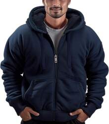 Lined Hoodies For Men Heavyweight Full Zip Up Sweatshirt Thick Fleece Jackets Winter Warm Coats