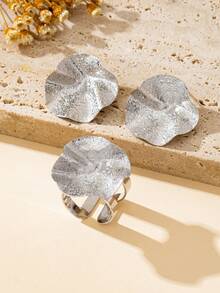 Women's Jewelry Set, Matte Finish Ring + Earrings - Ring + Earring Set Frosted - View 12