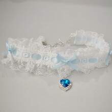 1 Pc Fashion Anime Collar Chain Lolita Bow Lace Collar Neck Decorative Neck Collar Necklace Collar - 藍色 - 查看 6