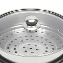 Three-Layer Stainless Steel Steamer With Glass Lid. Suitable For Gas Stoves, Etc. - Bạc - Xem 3