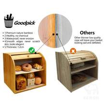 Double Layer Bread Storage Box, Compact Storage Box, Bamboo Kitchen Wooden
