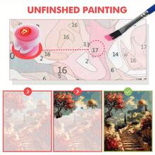 1 套山顶圆塔艺术 DIY 数字油画套件，适用于卧室装饰和艺术墙面装饰的艺术油画套装，简单有趣的绘画方法，无需绘画基础，实现您的画家梦想，沉浸在色彩缤纷的世界中，每一笔都是自我表达，为生活增添浪漫，送给家人和朋友的最佳礼物，40 * 50 厘米 - 紅色 - 查看 2